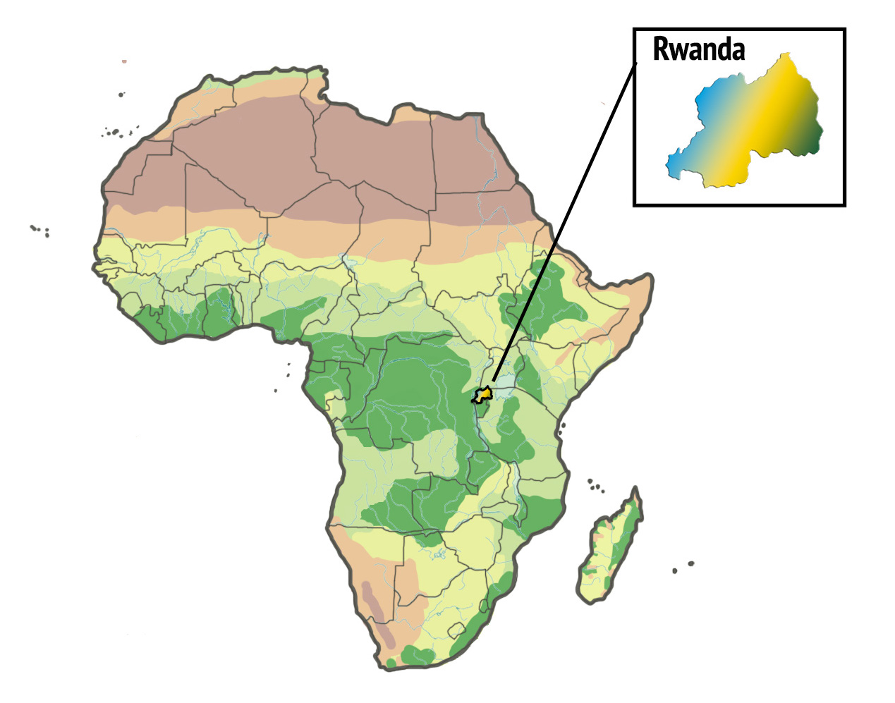 Afrique + Rwanda | Carte par Suwedi© Rwanda ©Suwedi